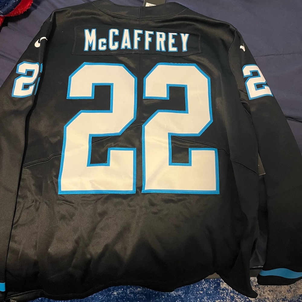 Nike Carolina Panthers Christian McCaffrey Long Sleeve Therma Jersey